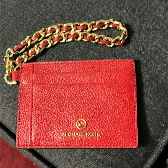 Michael Kors Red Leather Card Holder - Picture 1 of 2